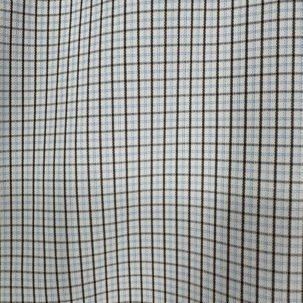 Ermenegildo Zegna Dress Shirt Mens 17.5 XL Blue Brown Check Cotton Long Sleeve - Picture 5 of 11